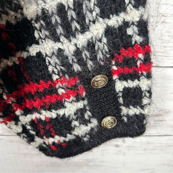 LISE J. Sweater Plaid Preppy Academia Knit Cardigan Padded Shoulders L - Picture 8 of 8